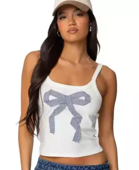 Женский топ с бантом Harpa Gingham Edikted, белый