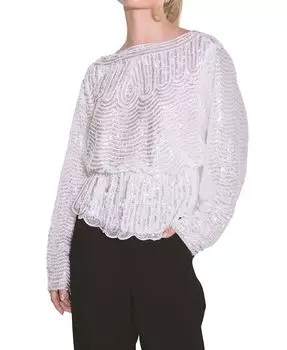 Женский топ с баской и пайетками endless rose, серебро