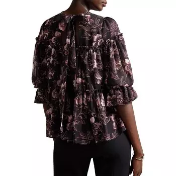 Женский топ с баской и воротником-стойкой с рюшами Ted Baker, черный