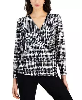 Женский топ с баской с искусственным запахом Nine West, мультиколор