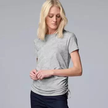 Женский топ с боковыми сборками и короткими рукавами Simply Vera Vera Wang, цвет light gray fox