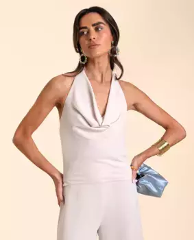 Женский топ с бретельками и драпированным вырезом The-Are, бежевый