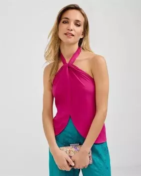 Женский топ с бретелькой на шее и бантом Veneno En La Piel, розовый