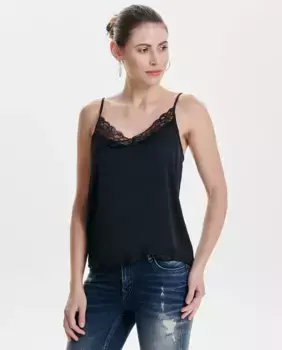 Женский топ с бретелями и кружевными деталями jdy, черный
