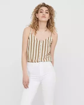 Женский топ с бретелями и полосатым принтом Only, белый