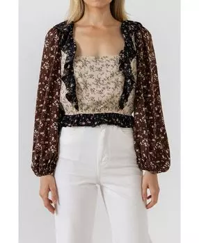 Женский топ с цветочным принтом в стиле колор-блок Free the Roses