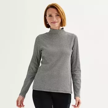 Женский топ с длинным рукавом Croft & Barrow Essential, цвет Brown Oval Geo