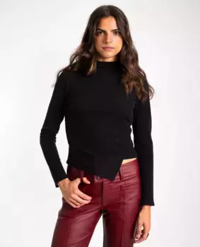 Женский топ с длинным рукавом и высоким воротником The-Are, черный