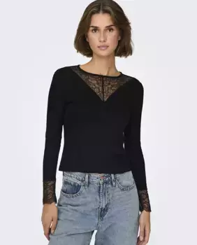 Женский топ с длинным рукавом jdy, черный