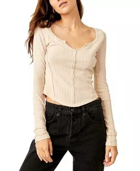 Женский топ с длинными рукавами Eyes On You Free People, тан/бежевый
