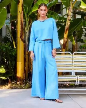 Женский топ с длинными рукавами и расклешенным низом Junie Fifteen Twenty, синий