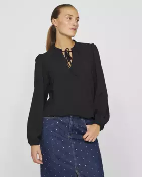 Женский топ с длинными рукавами Vila, черный