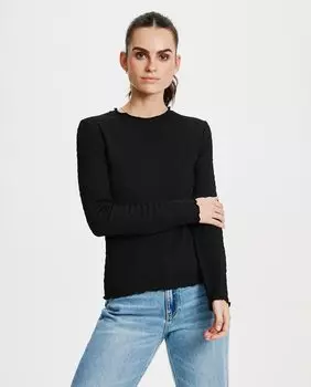 Женский топ с длинными рукавами в рубчик Vero Moda, черный