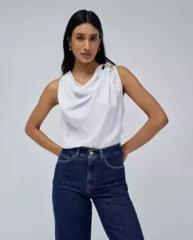 Женский топ с драпировкой и металлическими деталями Salsa Jeans, белый