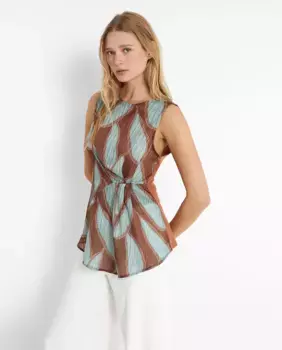 Женский топ с драпировкой и принтом Trucco, мультиколор