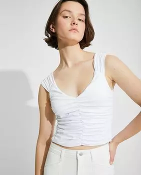 Женский топ с драпировкой на бретелях Nalle, белый