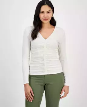 Женский топ с драпировкой на груди I.N.C. International Concepts, коричневый/бежевый