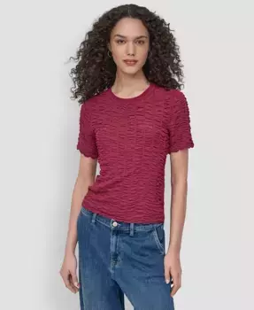Женский топ с фактурной отделкой DKNY, красный