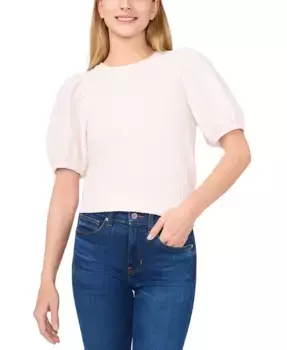 Женский топ с фактурными рукавами-фонариками CeCe, белый