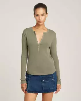 Женский топ с глубоким V-образным вырезом G-Star Raw, зеленый