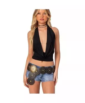 Женский топ с глубоким вырезом-хомутом и открытой спиной Edikted, черный