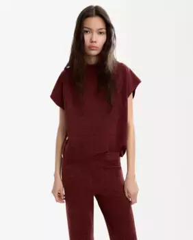 Женский топ с глубоким вырезом и боковыми пуговицами Parfois, бордовый