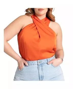 Женский топ с халтер-воротником больших размеров ELOQUII, оранжевый
