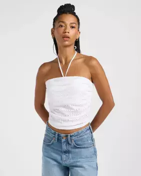 Женский топ с халтер-воротником и открытой спиной Lee, белый