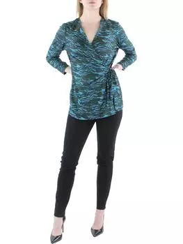 Женский топ с имитацией запаха и завязкой на талии Anne Klein, цвет anne black multi