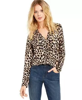 Женский топ с карманом на молнии с принтом, стандартные и миниатюрные цвета I.N.C. International Concepts, мультиколор