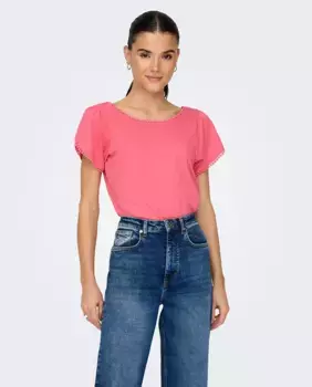Женский топ с коротким рукавом jdy, светло-розовый