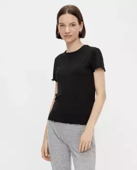 Женский топ с коротким рукавом Pieces, черный