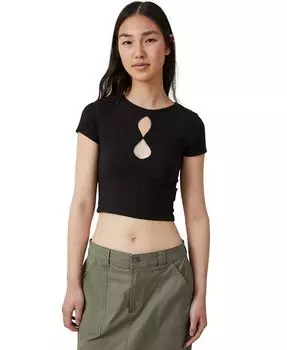 Женский топ с короткими рукавами Bailey Keyhole COTTON ON, черный