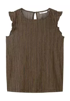 Женский топ с короткими рукавами DENIM TOM TAILOR, цвет 35365 Black Beige