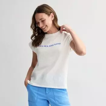 Женский топ с короткими рукавами для мышц Sonoma Goods For Life, цвет sun sea sand graphic