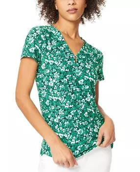 Женский топ с короткими рукавами и цветочным принтом Jones New York, мульти