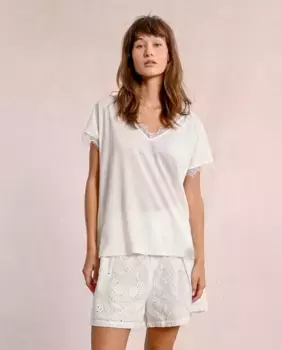 Женский топ с короткими рукавами и кружевными деталями Molly Bracken, цвет Crudo