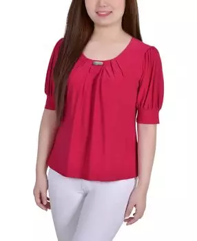 Женский топ с короткими рукавами и объемными рукавами NY Collection