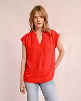 Женский топ с короткими рукавами и плиссировкой Molly Bracken, красный