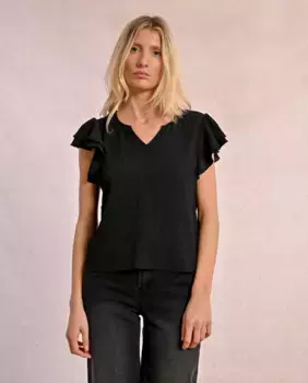 Женский топ с короткими рукавами и воланами Molly Bracken, черный
