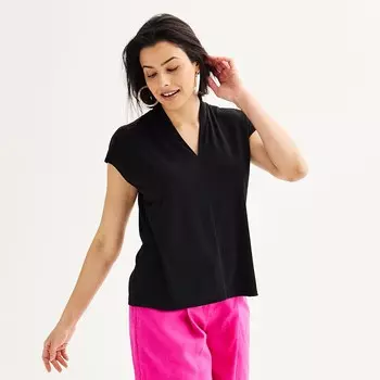 Женский топ с короткими рукавами «летучая мышь» и v-образным вырезом Nine West, цвет Mineral Black