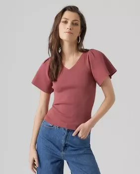 Женский топ с короткими рукавами Vero Moda, гранатовый