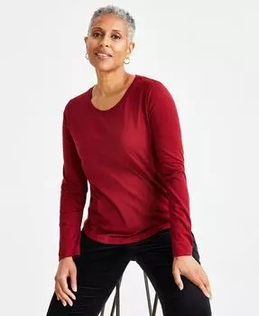 Женский топ с круглым вырезом и длинными рукавами Style & Co, красный