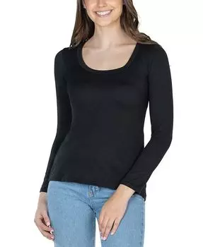 Женский топ с круглым вырезом и длинными рукавами 24seven Comfort Apparel, черный