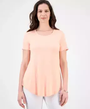 Женский топ с круглым вырезом и короткими рукавами JM Collection, розовый