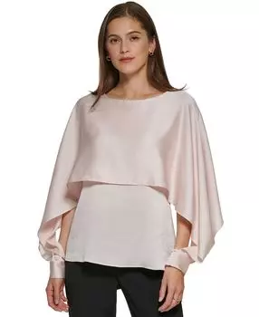 Женский топ с круглым вырезом и накидкой DKNY