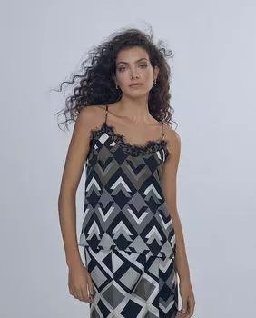 Женский топ с кружевным вырезом и геометрическим принтом Lola Casademunt