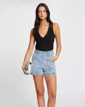 Женский топ с кружевом и V-образным вырезом Morgan, черный