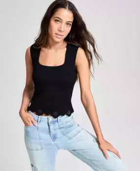 Женский топ с квадратным вырезом и ажурной отделкой And Now This, черный