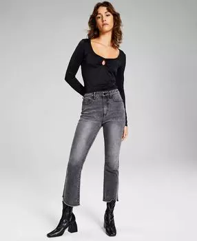 Женский топ с квадратным вырезом и длинными рукавами с замочной скважиной And Now This, черный